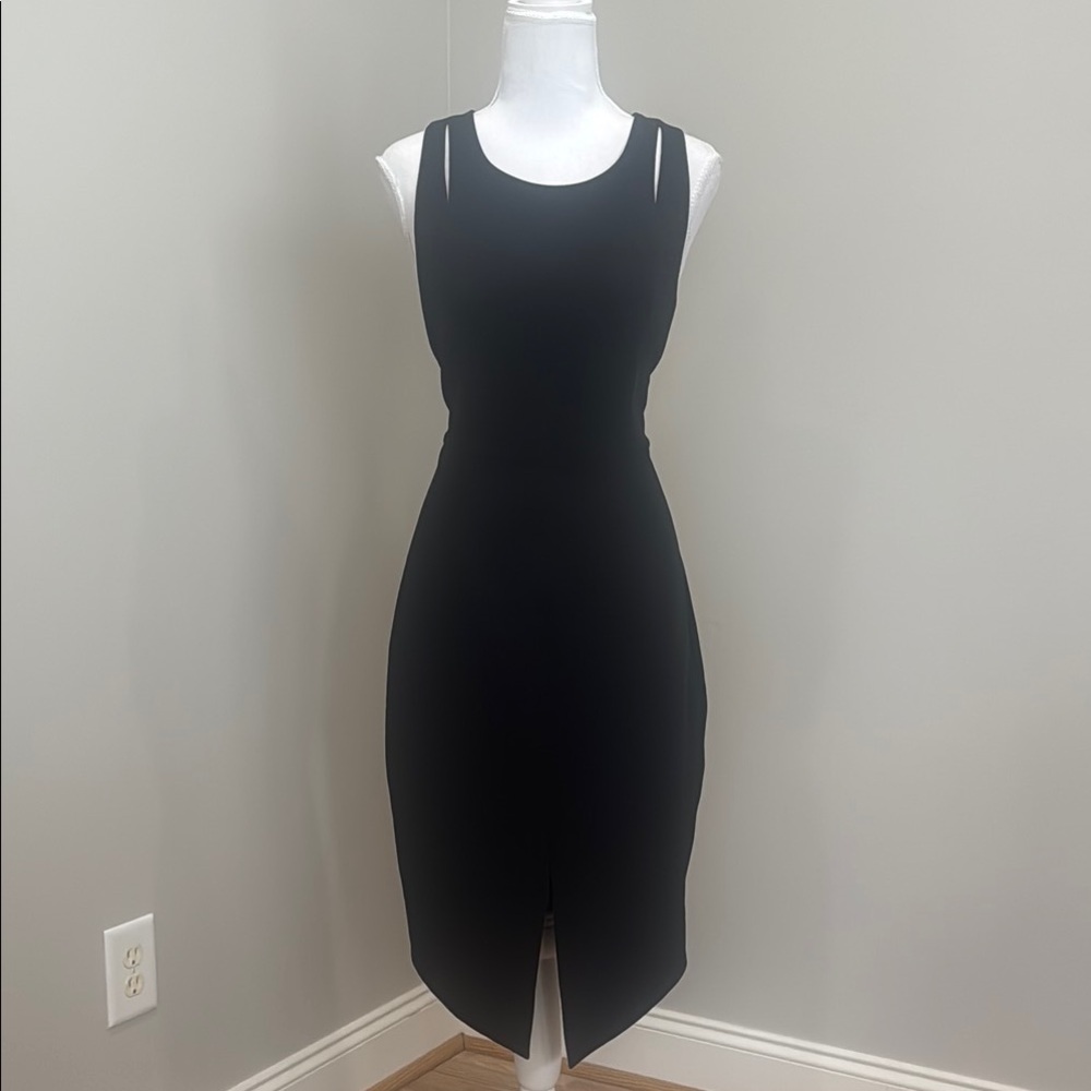 Express Black Ribbed Bodycon Midi Dress​
